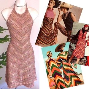 v i n t a g e :: Express Y2K Halter Embroidered Knit Sun Dress